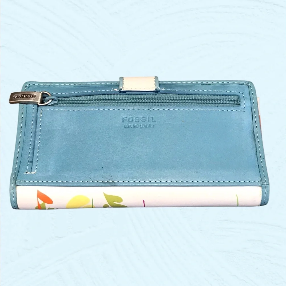 NWT Vintage‎  Leather Fossil Checkbook Butterfly Long Wallet